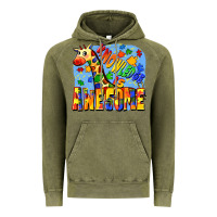 Vintage Olive Knowledge is awesome Autism giraffe Vintage Hoodie - FaDigitalArtStudio