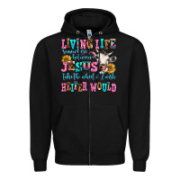 Black living life somewhere between jesus take the wheel Zipper Hoodie - AdoDesignShop