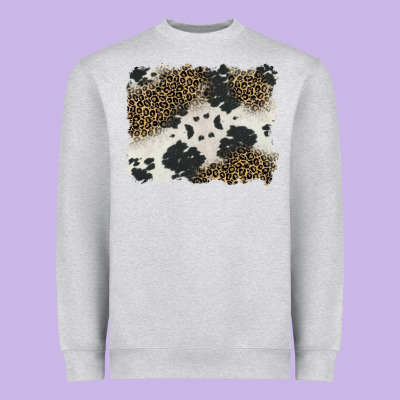 Black And White Cowhide Background Heavyweight Sweatshirt Designed By Barkaloodesign