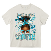Cream just a girl who loves winter afro messy bun Heavy Core Tee - texasbilliewilder