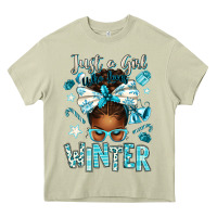 Mossy just a girl who loves winter afro messy bun Heavy Core Tee - texasbilliewilder
