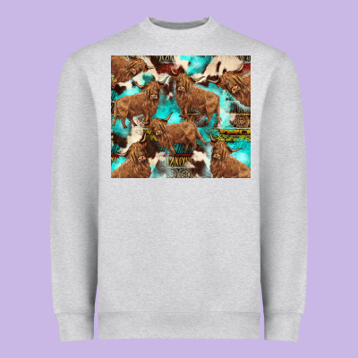Astec Cowhide Highlands Cow Heavyweight Sweatshirt Designed By Barkaloodesign