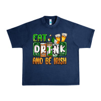 Navy St. Patrick's Eat drink and be Irish Urban Heavy Tee - OliviaCreatesArt