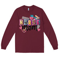 Burgundy nurse mom Long Sleeve Tee - FaDigitalArtStudio