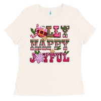 Bone jolly happy joyful pink christmas Ladies Tee - CowGirlArtShop