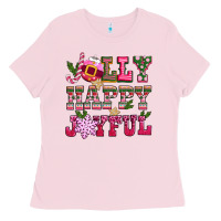Bubblegum Pink jolly happy joyful pink christmas Ladies Tee - CowGirlArtShop