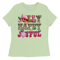 Matcha jolly happy joyful pink christmas Ladies Tee - CowGirlArtShop