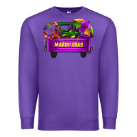 Purple mardi grass umbrella with truck Premium Sweatshirt - AdoDesignShop