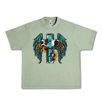 Oil Green Western Wings Cross Hope Urban Heavy Tee - RanaPortraitStore