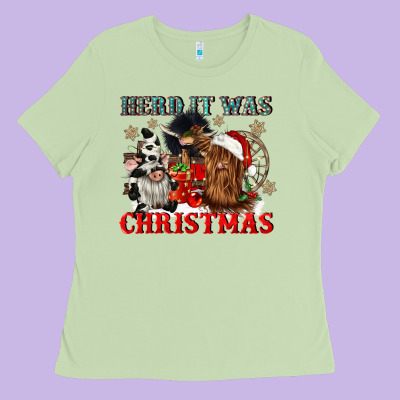 Herd It Was Christmas Ladies Tee Designed By Cowgirlartshop