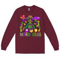 Burgundy Mardi Gras Rainbow Long Sleeve Tee - BundleAndBundleShop