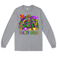 Heather Grey Mardi Gras Rainbow Long Sleeve Tee - BundleAndBundleShop
