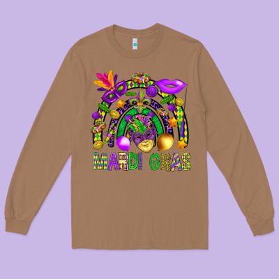 Mardi Gras Rainbow Long Sleeve Tee Designed By Bundleandbundleshop