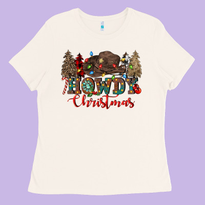 Howdy Christmas Ladies Tee Designed By Cowgirlartshop