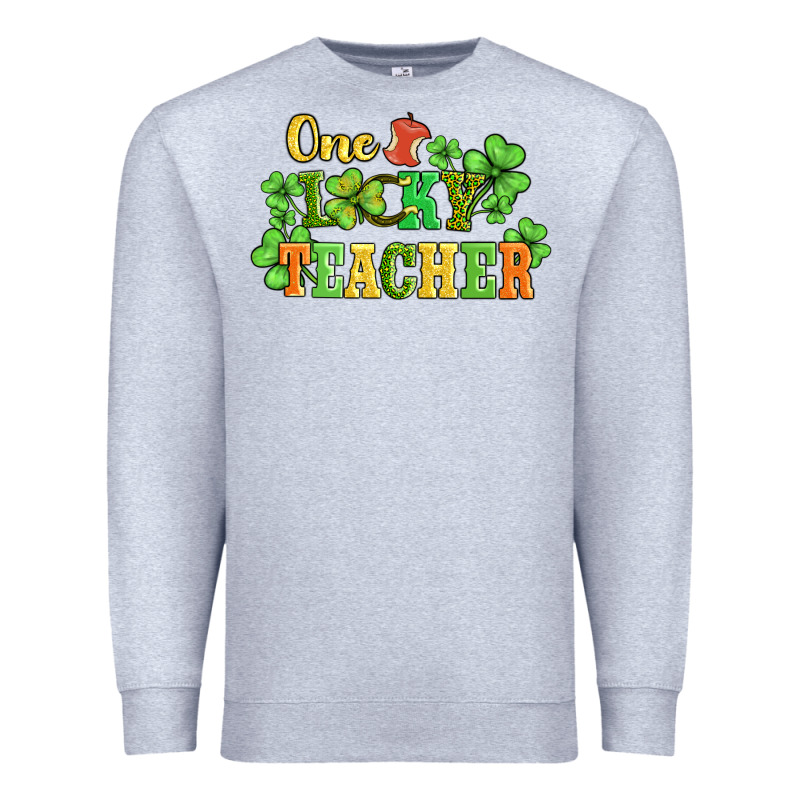 One Lucky Teacher Premium Sweatshirt by AdoDesignShop | Teevron