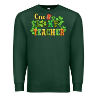 Sports Green one lucky teacher Premium Sweatshirt - AdoDesignShop