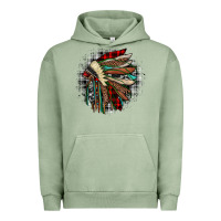 Pigment Oil Green indian headdress Urban Hoodie - JahusDesignShop
