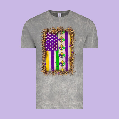 Mardi Gras Usa Flag Leopard Vintage Tee Designed By Oliviacreatesart