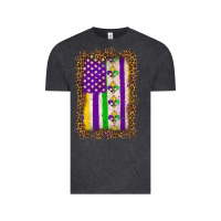 Vintage Black mardi gras usa flag leopard Vintage Tee - OliviaCreatesArt
