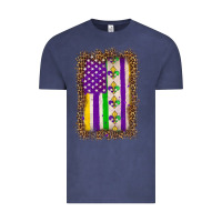 Vintage Denim mardi gras usa flag leopard Vintage Tee - OliviaCreatesArt