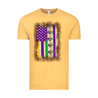 Vintage Mustard mardi gras usa flag leopard Vintage Tee - OliviaCreatesArt