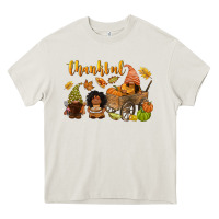 Cream Thankful afro gnome Heavy Core Tee - NancyCooperArtShop