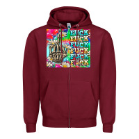 Burgundy fuck everything skeletons Zipper Hoodie - AdoDesignShop