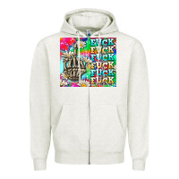 Oatmeal Heather fuck everything skeletons Zipper Hoodie - AdoDesignShop