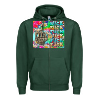Sports Green fuck everything skeletons Zipper Hoodie - AdoDesignShop