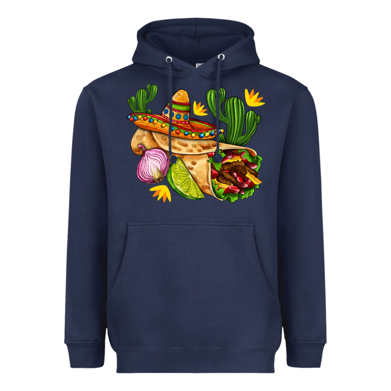 Burrito  With Sombrero And Union With Cactus Heavyweight Hoodie by AdoDesignShop | Teevron
