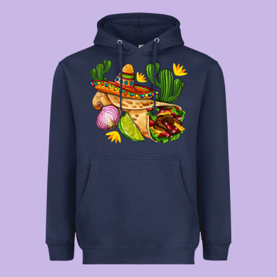 Burrito  With Sombrero And Union With Cactus Heavyweight Hoodie Designed By Adodesignshop