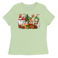 Matcha christmas polar bear reindeer and snowman coffee c Ladies Tee - CowGirlArtShop