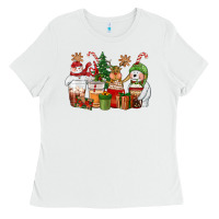 White christmas polar bear reindeer and snowman coffee c Ladies Tee - CowGirlArtShop