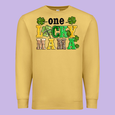 One Lucky Mama Premium Sweatshirt Designed By Adodesignshop