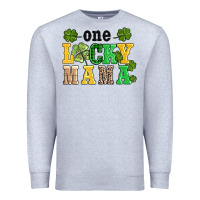 Heather Grey one lucky mama Premium Sweatshirt - AdoDesignShop