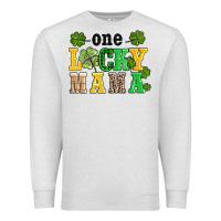 Oatmeal Heather one lucky mama Premium Sweatshirt - AdoDesignShop