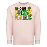 Pale Pink one lucky mama Premium Sweatshirt - AdoDesignShop