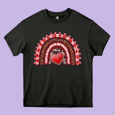 Valentines Day Rainbow With Heart Heavy Core Tee Designed By Ranaportraitstore