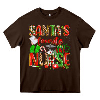 Chocolate Brown santa's favorite nurse Heavy Core Tee - texasbilliewilder