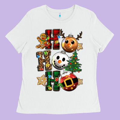 Ho Ho Ho Christmas Ladies Tee Designed By Cowgirlartshop