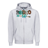 Heather Grey rodeo life with gemstone Zipper Hoodie - AdoDesignShop