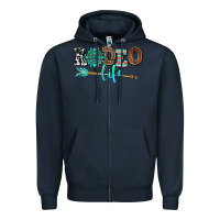 Navy rodeo life with gemstone Zipper Hoodie - AdoDesignShop