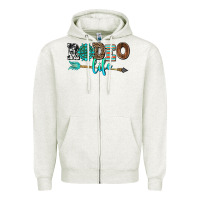 Oatmeal Heather rodeo life with gemstone Zipper Hoodie - AdoDesignShop