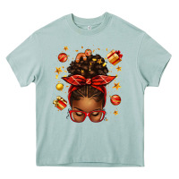 Christmas Afro Messy Bun Heavy Core Tee | Teevron
