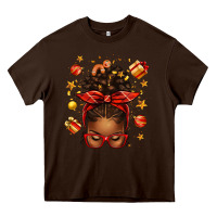 Chocolate Brown christmas afro messy bun Heavy Core Tee - texasbilliewilder