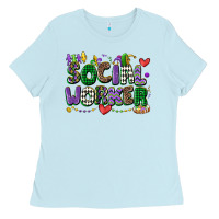 Baby Blue social worker mardi gras cowgirl Ladies Tee - CowGirlArtShop