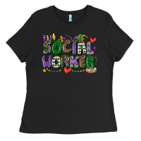 Black social worker mardi gras cowgirl Ladies Tee - CowGirlArtShop