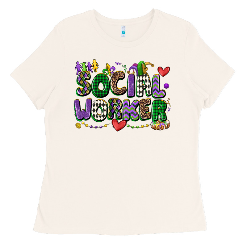 Social Worker Mardi Gras Cowgirl Ladies Tee by CowGirlArtShop | Teevron