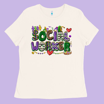 Social Worker Mardi Gras Cowgirl Ladies Tee Designed By Cowgirlartshop