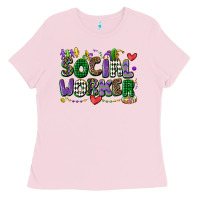 Bubblegum Pink social worker mardi gras cowgirl Ladies Tee - CowGirlArtShop